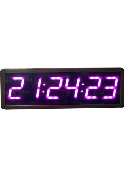 Sanec Saniyeli Dijital LED Duvar ve Masa Saat ve Derece - Pembe (Kasa Ölçüsü: 15X50 Cm)