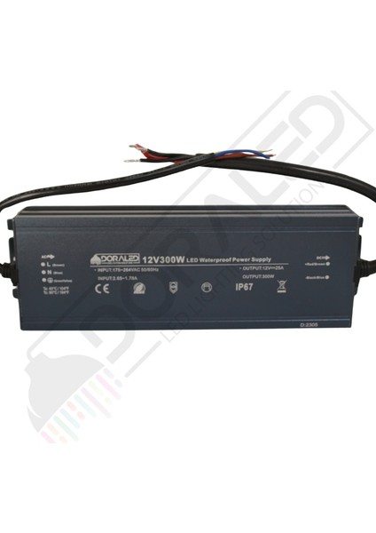 12 Volt 25 Amper IP67 Su Geçirmez Dış Cephe LED Adaptör 300 Watt