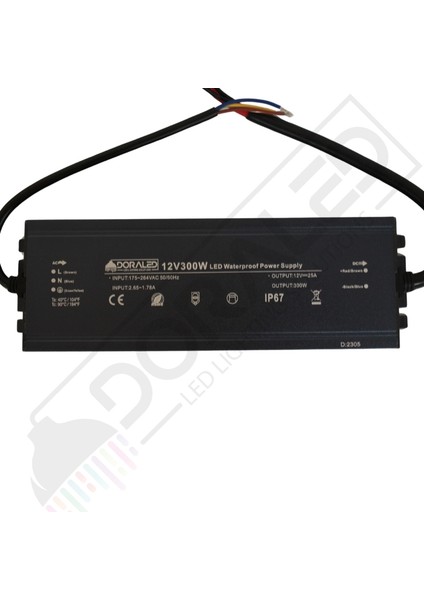 12 Volt 25 Amper IP67 Su Geçirmez Dış Cephe LED Adaptör 300 Watt