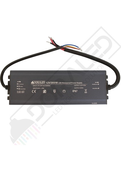 12 Volt 25 Amper IP67 Su Geçirmez Dış Cephe LED Adaptör 300 Watt