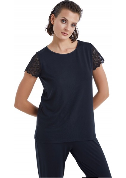 BLACKSPADE-51302-KADIN Dantel Kısa Kollu Pijama Takımı-Siyah fiyatları