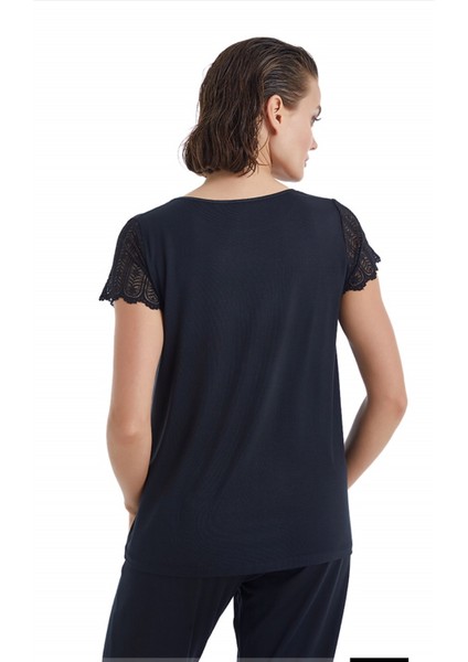 BLACKSPADE-51302-KADIN Dantel Kısa Kollu Pijama Takımı-Siyah modelleri