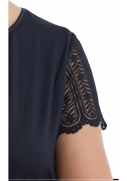 BLACKSPADE-51302-KADIN Dantel Kısa Kollu Pijama Takımı-Siyah indirimleri