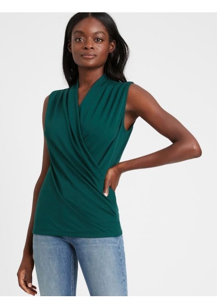 Banana Republic Drape Detaylı Yeşil Bluz