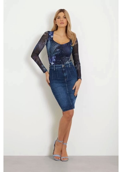 Kadın Britt Longuette Kot Etek