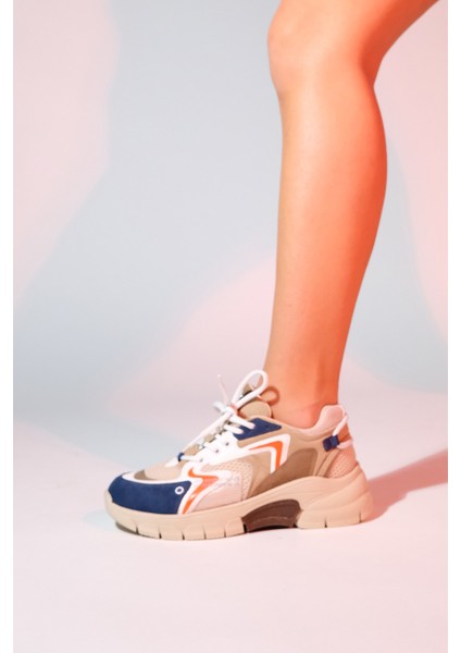 Duja Bej Laci Multi Fileli Kadın Kalın Taban Spor Sneakers indirimleri