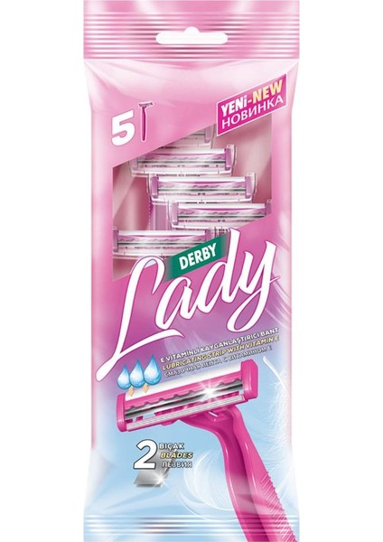 Lady 5'li Tıraş Bıçağı Seti Vitamin E İçeren Kayganlaştırıcı Bantlı Kadınlar İçin