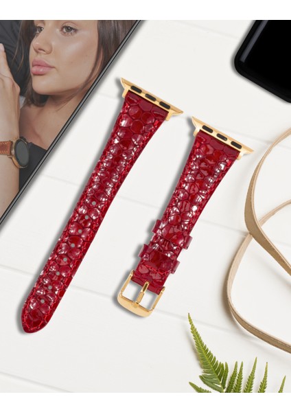 Apple Watch Kırmızı Kadın Deri Kordon 38MM 40MM 41MM 3 4 5 6 7 Se 8 9 Uyumlu Apple Saat Kordonu fiyatları