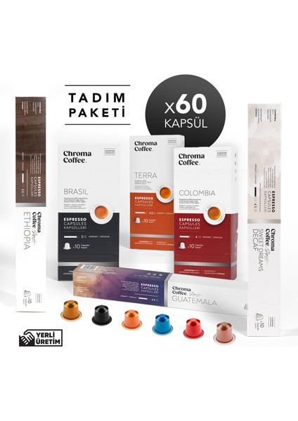 Chroma Coffee Tadım Paketi 60 Adet Nespresso Uyumlu Kapsül Kahve