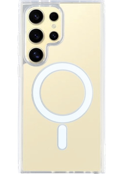 Samsung Galaxy S24 Ultra Kılıf Embos Magsafeli Pc Kapak + Magsafe Özellikli Kartlıklı Kapak