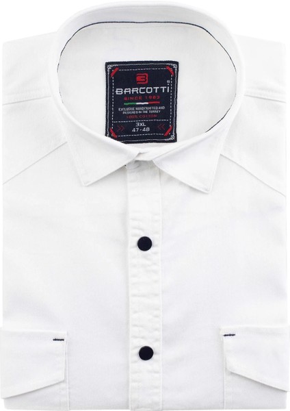 Erkek Büyük Beden 118-191 Kilo Arası Için Uygun Uzun Kollu Kot Gömlek Beyaz fiyatları