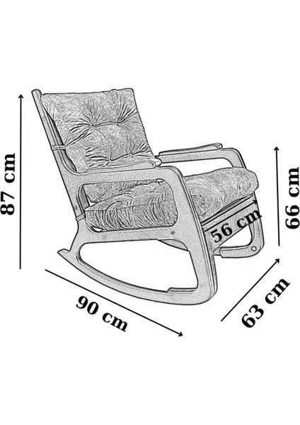 Kontes Naturel Gri Dolgu Minderli Sallanan Sandalye Dinlenme Koltuğu