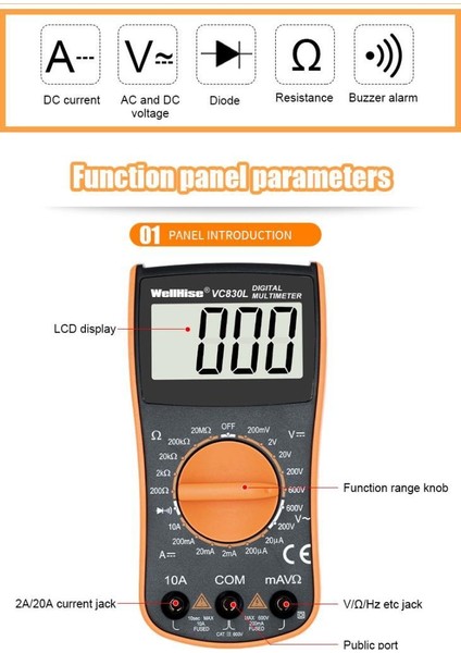 VC830L Ölçü Aleti Multimetre Avometre
