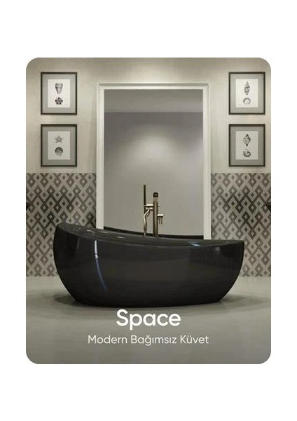 Space Siyah Bağımsız Küvet 172X96X75 cm fiyatları