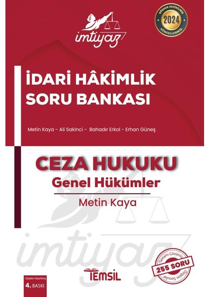 İdari Hakimlik Soru Bankası Ceza Hukuku Genel Hükümler - Metin Kaya fiyatları