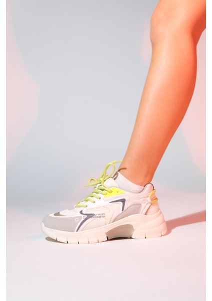 Duja Buz Yeşil Multi Fileli Kadın Kalın Taban Spor Sneakers