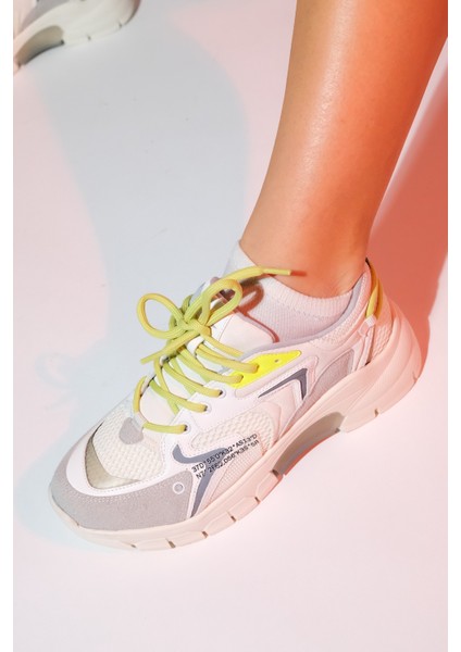 Duja Buz Yeşil Multi Fileli Kadın Kalın Taban Spor Sneakers