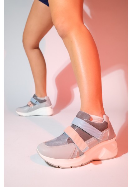 Berge Buz Multi Kadın Cırtlı Dolgu Taban Spor Sneakers