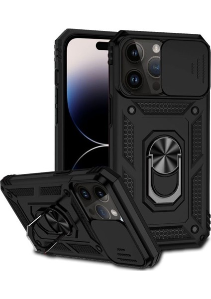 Apple iPhone 14 Pro Max Kılıf Sert Silikon Pars Yüzüklü Tank Kapak