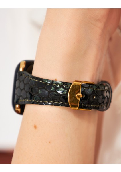 Apple Watch Kadın Kordon 38MM 40MM 41MM 3 4 5 6 7 Se 8 Uyumlu Kadın Deri Kordon Yeşil Saat Kayışı