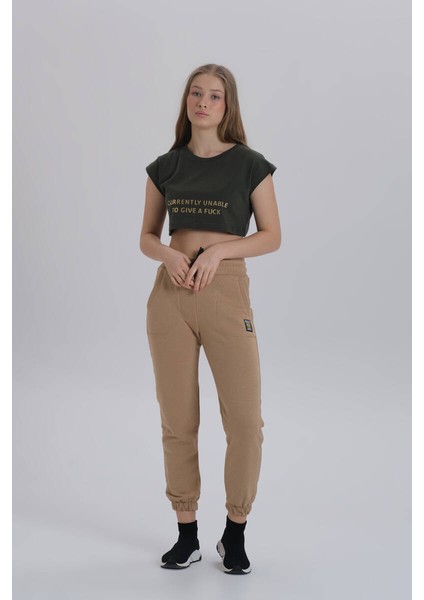 Bej Ribana Paça Basic Eşofman Altı
