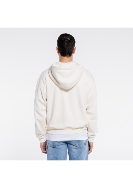 Friday Offset Neil Erkek Ekru Ekstra Oversize Kapüşonlu Sweatshirt Hoodiet - 3 Iplik