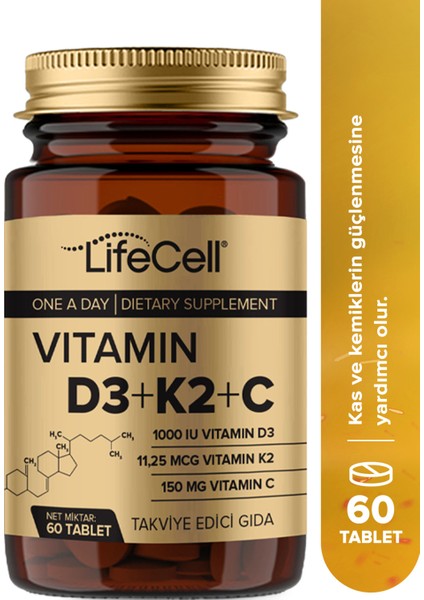 Vıtamın D3 K2 C - 60 Tablet Komplex Vitamin Desteği