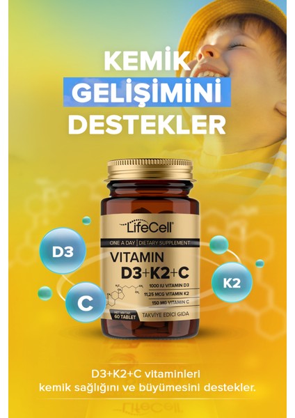 Vıtamın D3 K2 C - 60 Tablet Komplex Vitamin Desteği
