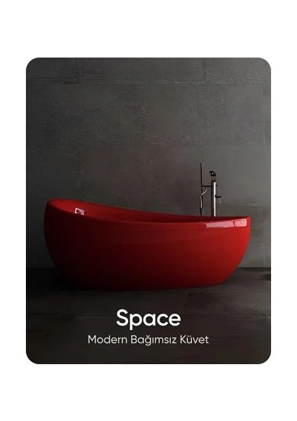 Space Kırmızı Bağımsız Küvet 172X96X75 cm