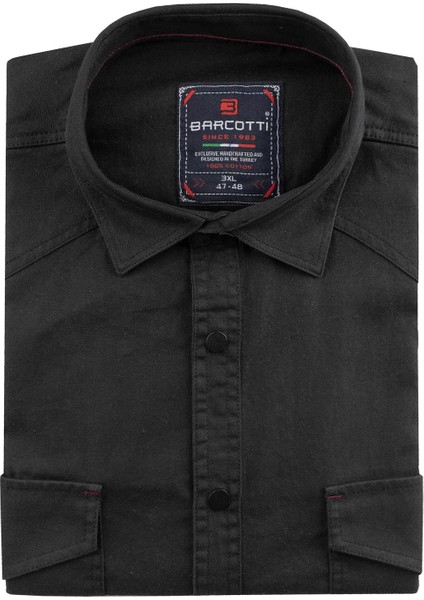 Erkek Büyük Beden 118-191 Kilo Arası Için Uygun Uzun Kollu Kot Gömlek Siyah fiyatları