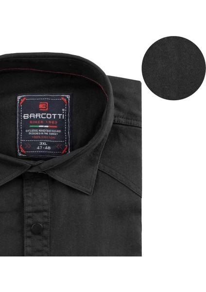 Erkek Büyük Beden 118-191 Kilo Arası Için Uygun Uzun Kollu Kot Gömlek Siyah modelleri