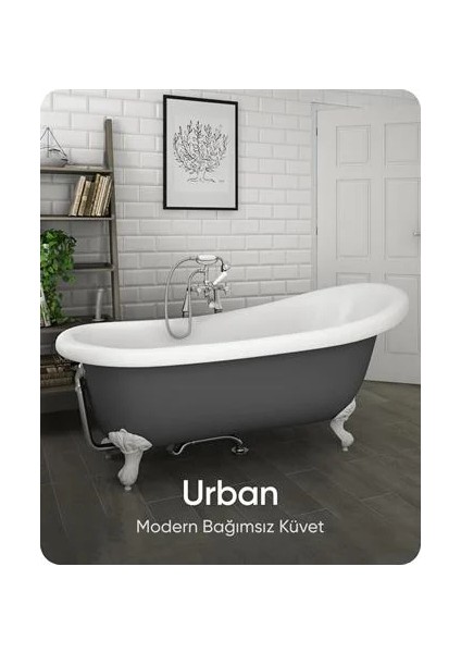 Urban Mat Gri-Beyaz Bağımsız Küvet 172X80X81 cm modelleri