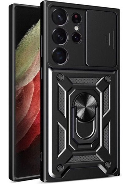 Samsung Galaxy S23 Ultra Kılıf Sert Silikon Pars Yüzüklü Tank Kapak