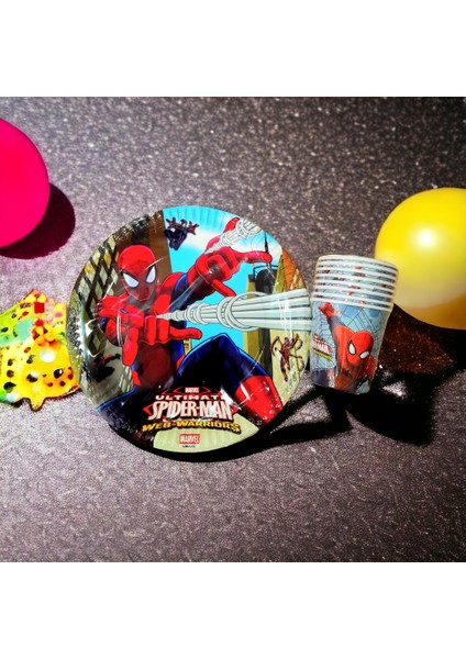 Çilekhomeavm Spiderman Doğumgünü Tabak ve Bardak Seti