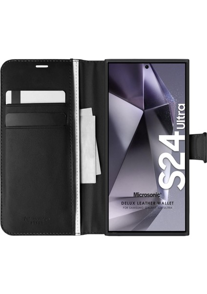 Samsung Galaxy S24 Ultra Kılıf Delux Leather Wallet Siyah