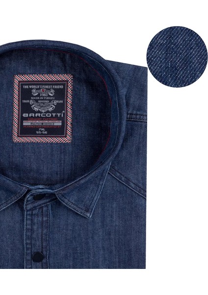 Erkek Büyük Beden 118-191 Kilo Arası Için Uygun Uzun Kollu Kot Gömlek Koyu Mavi modelleri