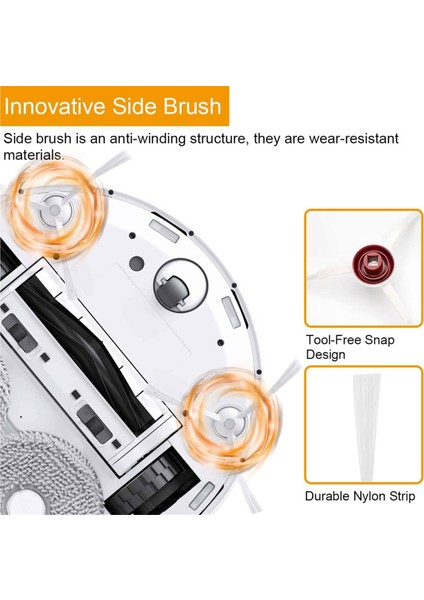 Ecovacs Deebot T20 Pro, T20 Pro Plus, T20 Max, T20 Omnı Robotlu Süpürge Ana Yan Fırça Hepa Filtre Toz Torbaları (Yurt Dışından) modelleri