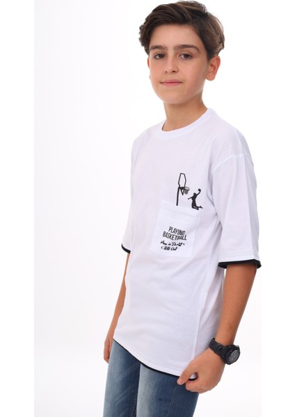 Erkek Çocuk Cep Baskılı T-Shirt 9-14 Yaş LX6967 fiyatları