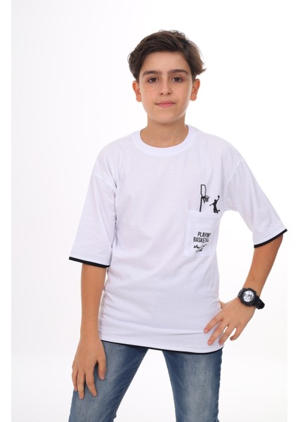 Erkek Çocuk Cep Baskılı T-Shirt 9-14 Yaş LX6967 modelleri