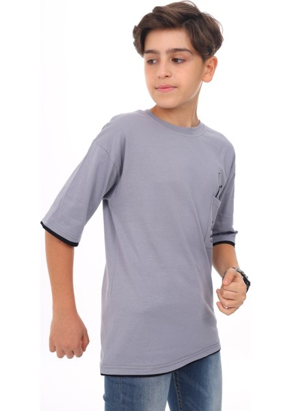 Erkek Çocuk Cep Baskılı T-Shirt 9-14 Yaş LX6967