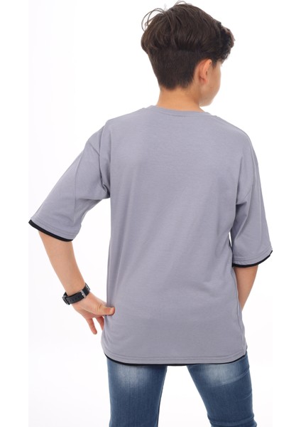 Erkek Çocuk Cep Baskılı T-Shirt 9-14 Yaş LX6967