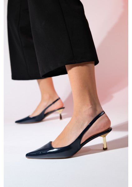 Marten Laci Cilt Kadın Sivri Burun Arkası Açık Ince Topuklu Ayakkabı fiyatları