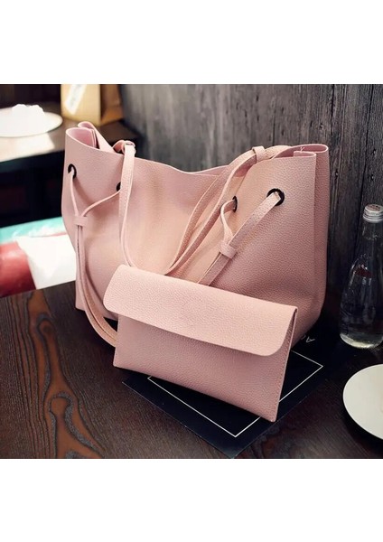 Düz Büyük Tote Kadın Seti Debriyaj Çanta (Yurt Dışından)