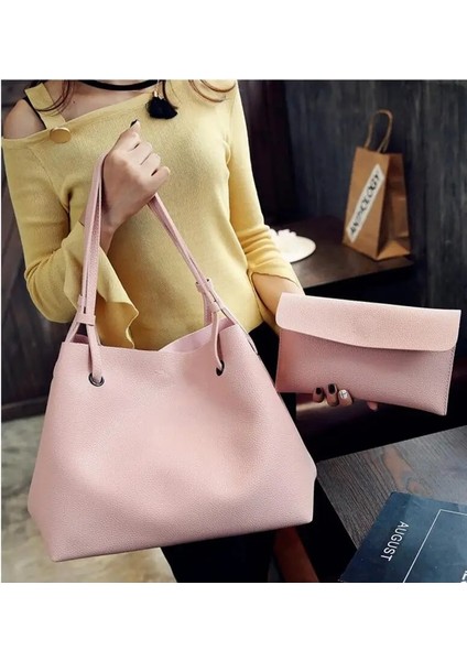 Düz Büyük Tote Kadın Seti Debriyaj Çanta (Yurt Dışından) fırsatları