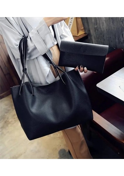 Düz Büyük Tote Kadın Seti Debriyaj Çanta (Yurt Dışından) indirimleri