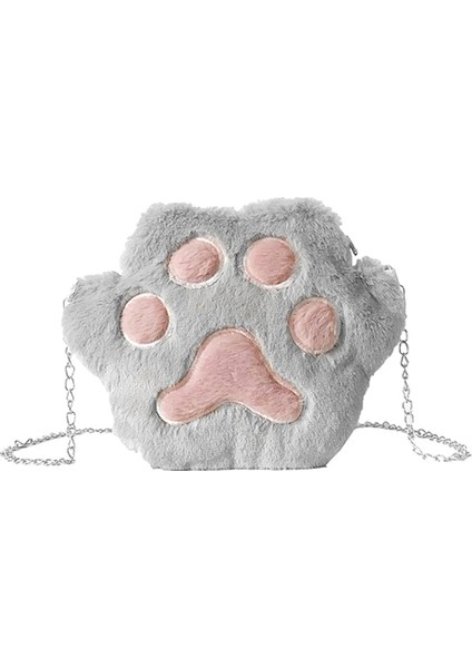 Sevimli Kedi Paw Omuz Kadın Sonbahar Kış Tatlı Kız Peluş Crossbody Zincir Messenger Çanta (Yurt Dışından) modelleri