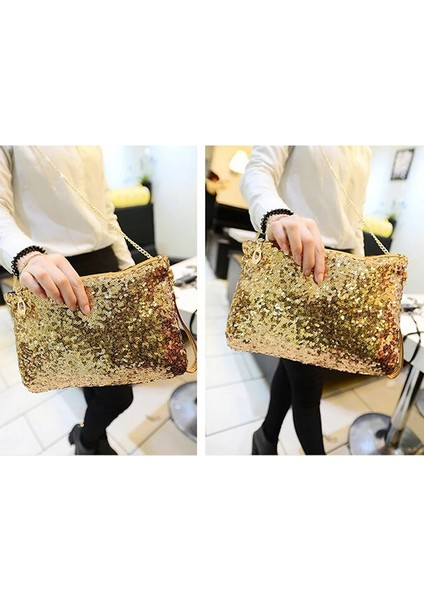 Kadın Omuz Crossbody Glitter Pullu Köpüklü Akşam Zarf Debriyaj Parti Cüzdan Kadın Bez Çanta (Yurt Dışından) indirimleri