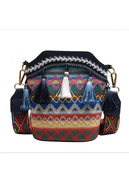 A4 El Dokuma Hobo Crossbody Ettraw Kadın Retro Flap Rattan Hasır Plaj Püskül Kadın Postacı Çanta (Yurt Dışından)