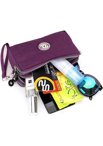 Trendy Üç Katmanlı Kadın Spor Cüzdan Crossbody Cep Telefonu Kılıfı Messenger Debriyaj Bozuk Para Cüzdanı Çanta (Yurt Dışından) fırsatları