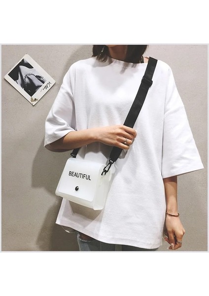 Kadın Crossbody Mektup Kalıpçı Messenger Pvc Jöle Küçük Bez Çanta (Yurt Dışından)